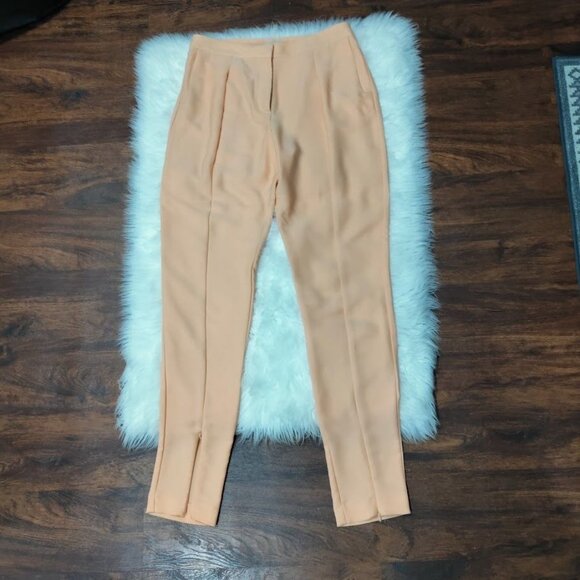 H&M High-Waisted slim fit Peach Trousers With Front Slits - Picture 2 of 11